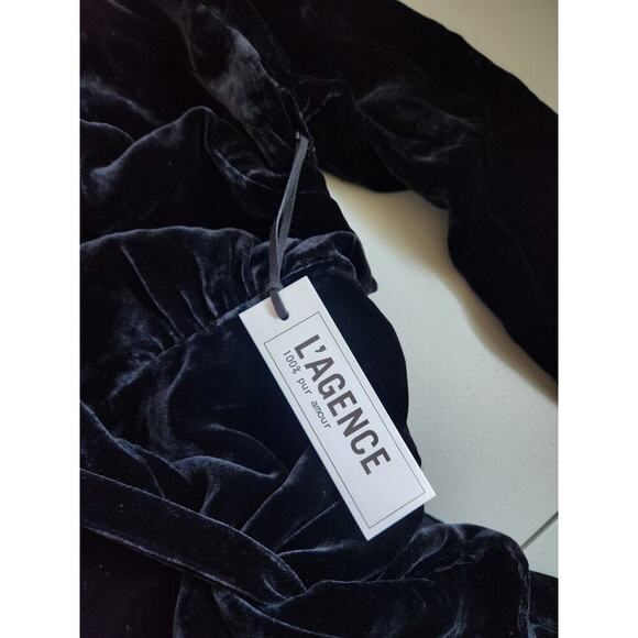 NWOT L’Agence Long-sleeve Velvet Wrap Maxi Dress Size XS Black #1N404 - Picture 12 of 13